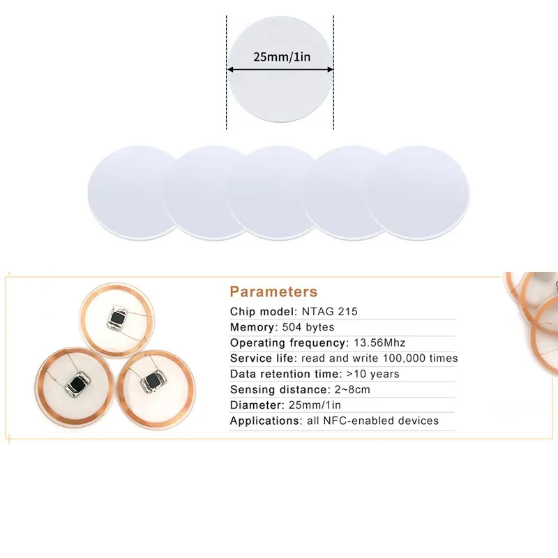 20pcs 50pcs 13.56MHz Ntag215 N - Nfc Tag Programmable ulasan dan harga
