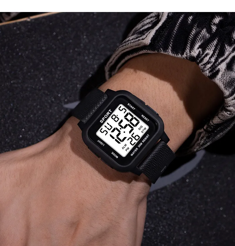 Black Sports Watch Men's Digit - Digital Alarm Clock ulasan dan harga