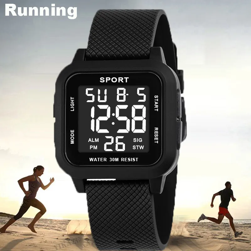 Black Sports Watch Men's Digit - Digital Alarm Clock ulasan dan harga
